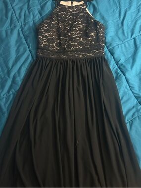 Black Lace Halter Evening Dress